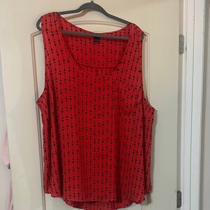 Torrid Red Sleeveless Blouse with Black Design